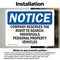 Signmission Company Reserves The Right To Search, 14 in W x Rectangle, Vinyl Decal OS-2PACK-NS-D-1014-L-15357 - alternate 2